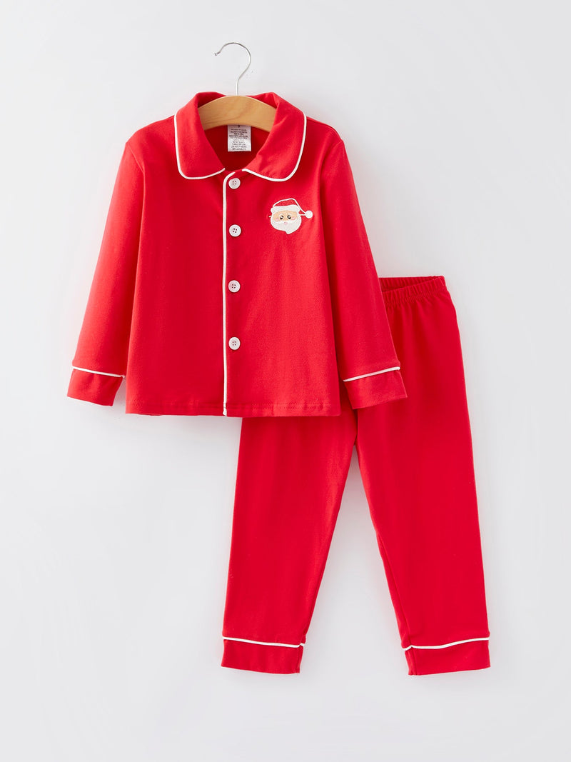 Christmas Red Boys Santa Claus Embroidered Pajamas - 1