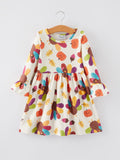 Thanksgiving Turkey Print Girls Dress - 6