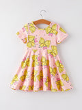 Back to School Yellow Bow Print Girls Dress - 2