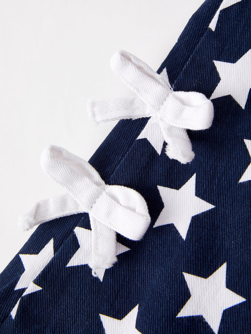 4th of july Patriotic Star Stripe Bow Flare Pants - 4