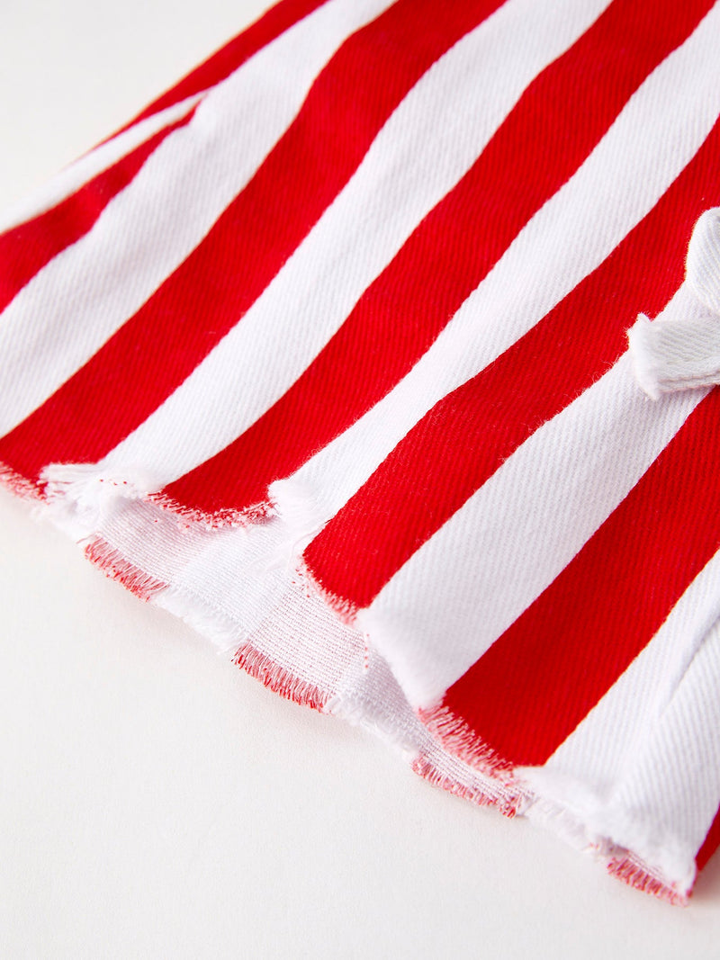 4th of july Patriotic Star Stripe Bow Flare Pants - 5