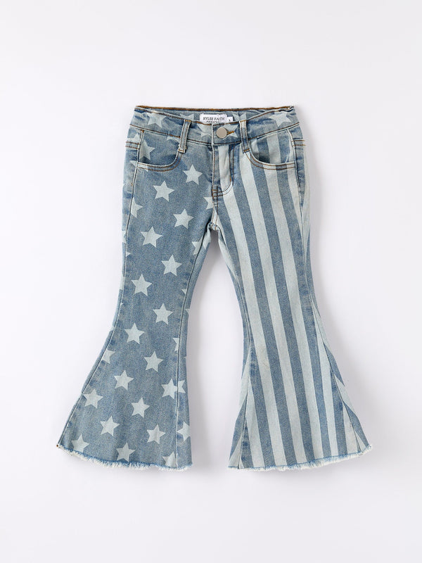 Patriotic Star Stripe Flare Jeans