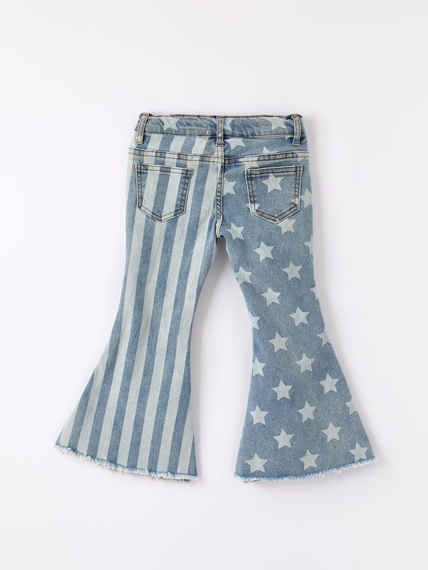 Patriotic Star Stripe Flare Jeans