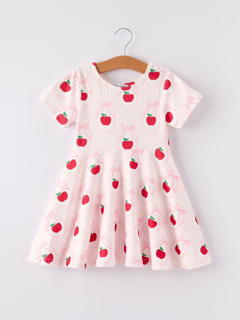 Back to School Apple Striped Sweet Girl Dress - 6