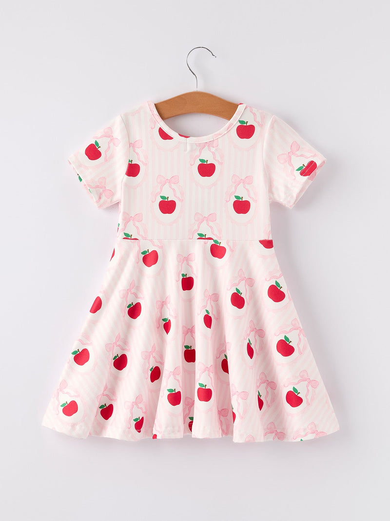 Back to School Apple Striped Sweet Girl Dress - 7