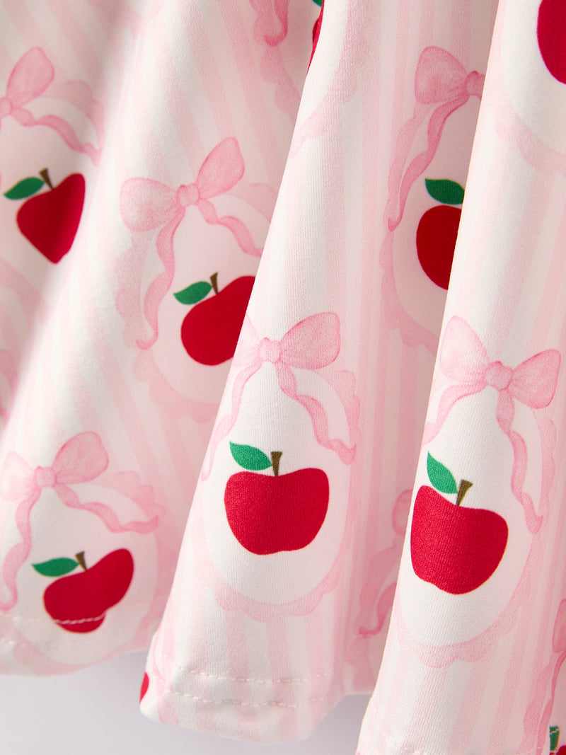 Back to School Apple Striped Sweet Girl Dress - 8