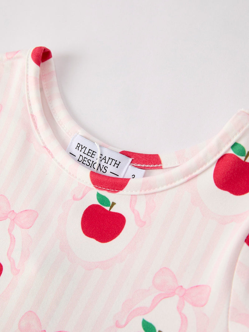 Back to School Apple Striped Sweet Girl Dress - 9