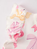 BACK TO SCHOOL Girl's Summer Bow Short Sleeve Shorts Set - 9