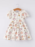 Halloween Pumpkin Ghost Print Cute Girls Dress - 7