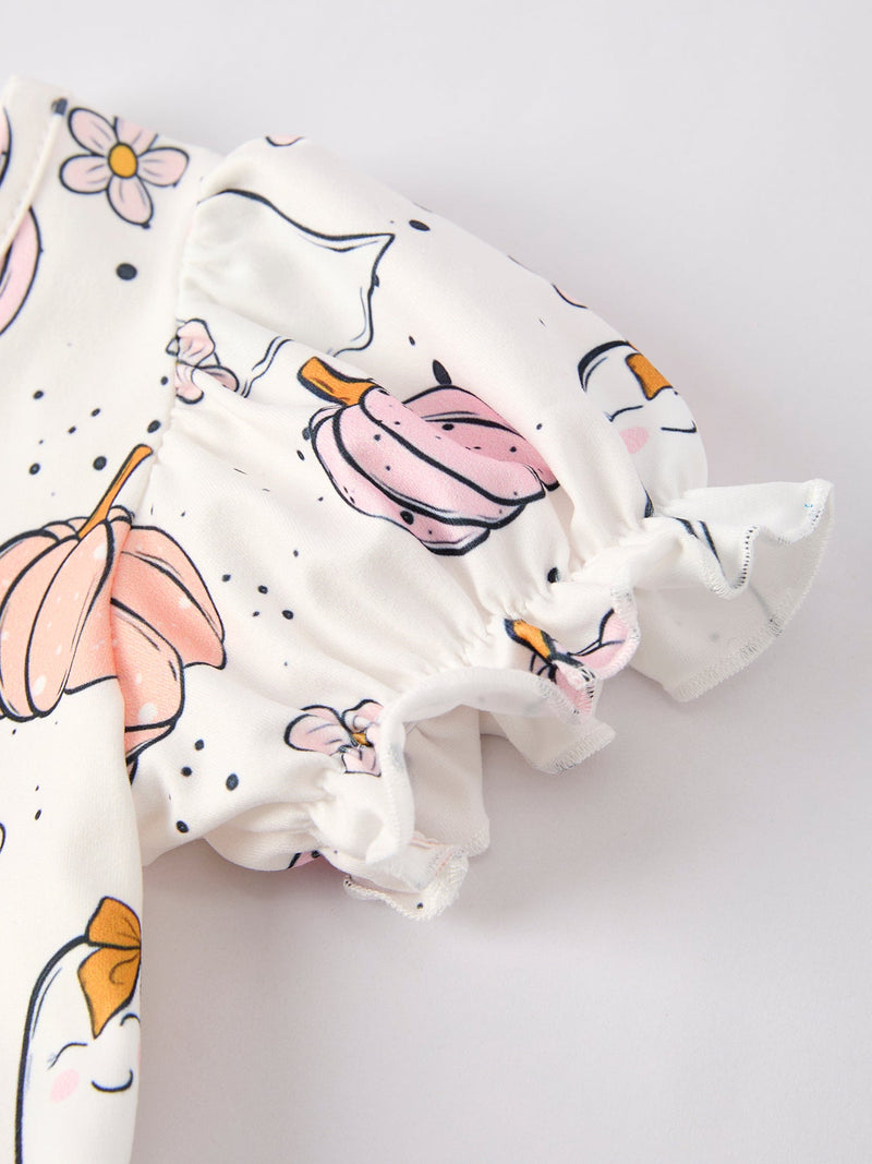 Halloween Pumpkin Ghost Print Cute Girls Dress - 10