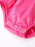 Girls Bow Smocking Embroidery Hot Pink Romper - 4