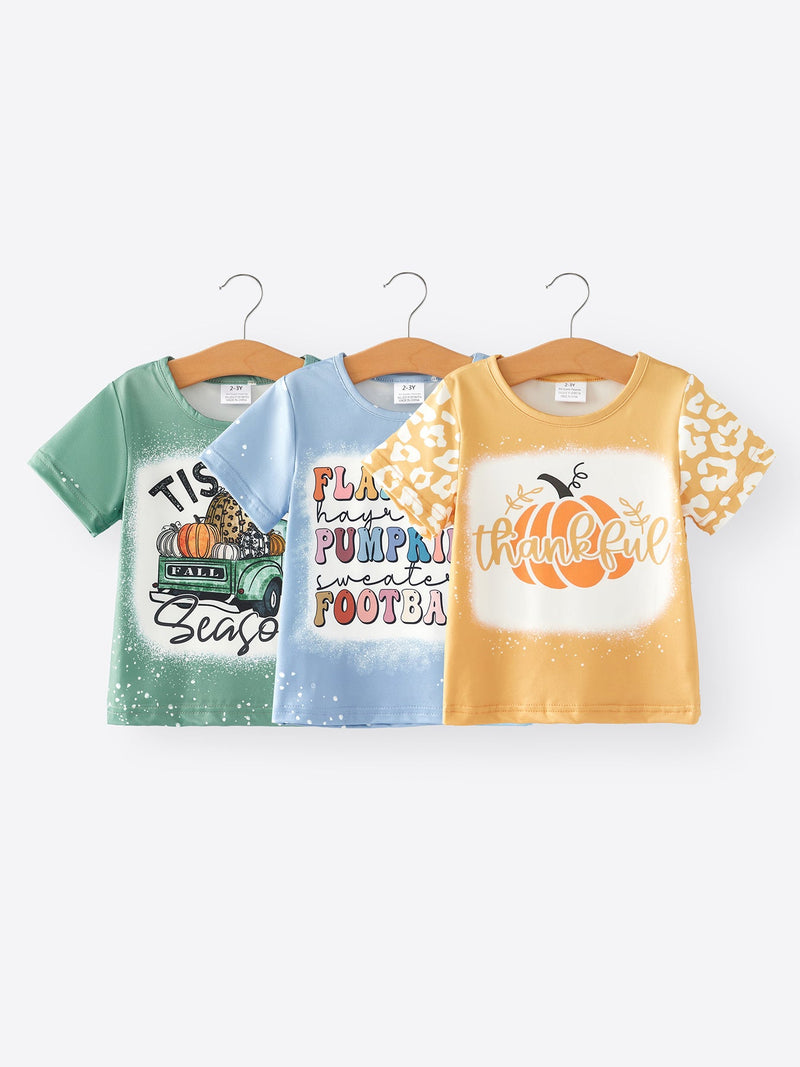 Fall Thanksgiving Halloween 3 pieces Short sleeve O-neck T-shirt - 1