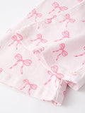 Fall Girls Pink Bow Print Elastic Flared Jeans Denim pant - 5