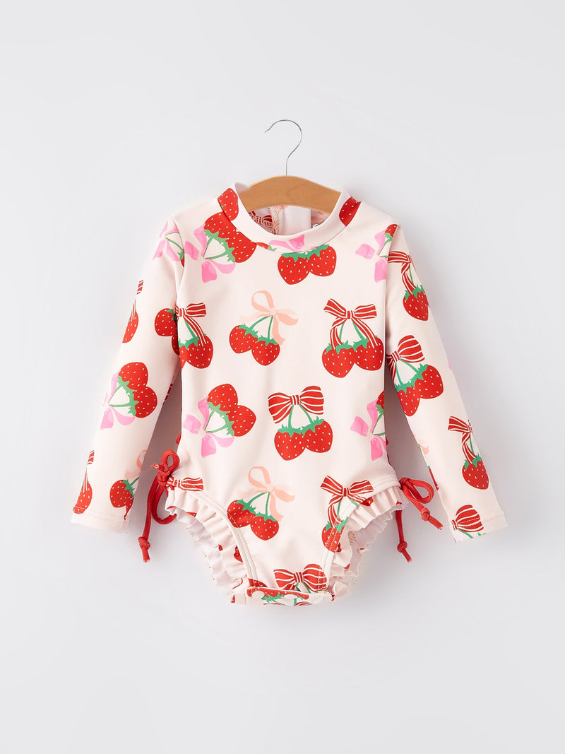 Strawberry  Cherry Girls One-piece Swimsuit - 1