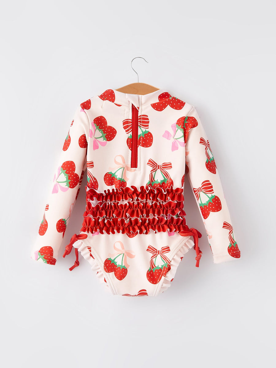 Strawberry  Cherry Girls One-piece Swimsuit