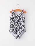 Leopard Floral Girls Swimsuit - 1
