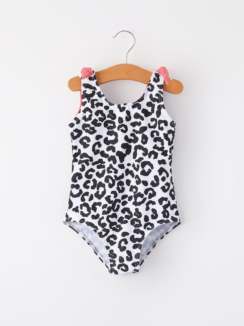 Leopard Floral Girls Swimsuit - 1