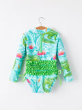 "Crocodile" Green Girls' Swimsuit - 2