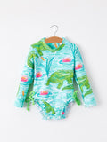 "Crocodile" Green Girls' Swimsuit - 1