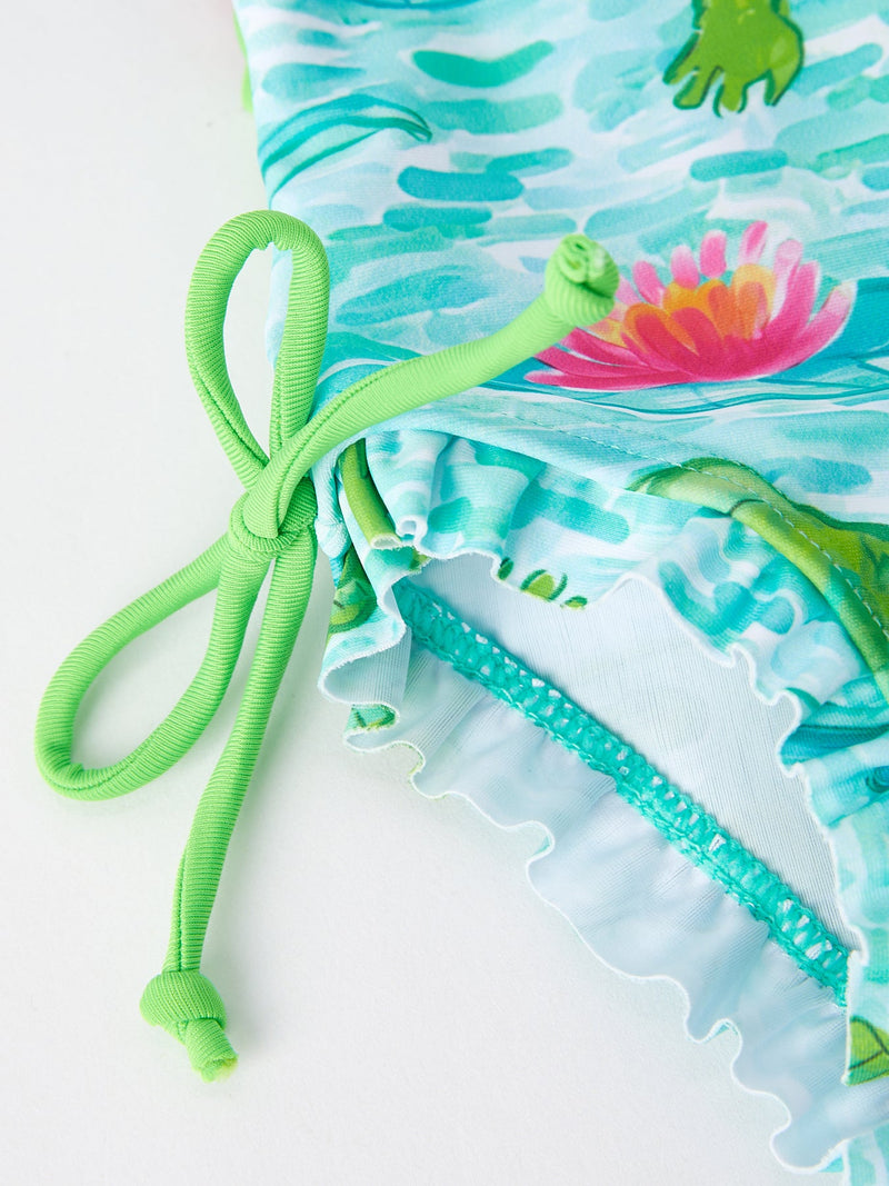 "Crocodile" Green Girls' Swimsuit - 3