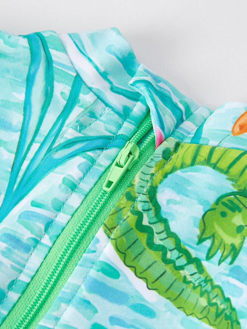 "Crocodile" Green Girls' Swimsuit - 5