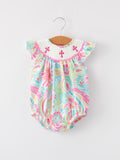 Easter Cross Smocking Embroidery Baby Girl Romper - 5