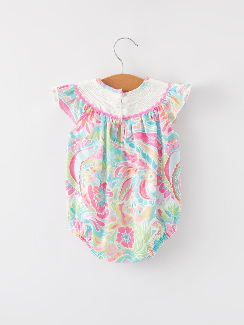 Easter Cross Smocking Embroidery Baby Girl Romper - 6