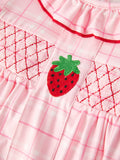 Strawberry Applique Girls Pink Plaid Dress - 3