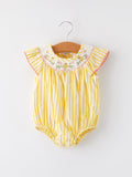 Spring/Summer Chick Floral Embroidery Smocking Girls Romper - 5