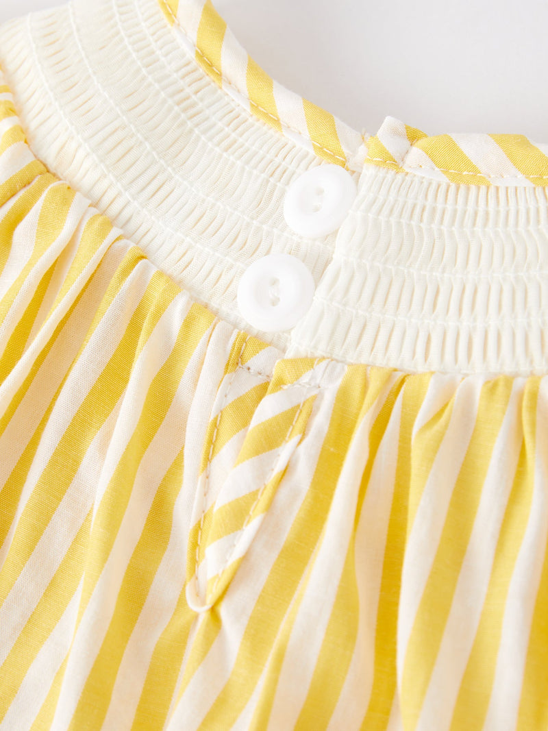 Spring/Summer Chick Floral Embroidery Smocking Girls Romper - 8