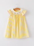 Spring/Summer Chick Floral Embroidery Smocking Girls Dress - 6