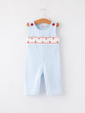 4th of july Star Embroidery Smock Boys Romper - 5