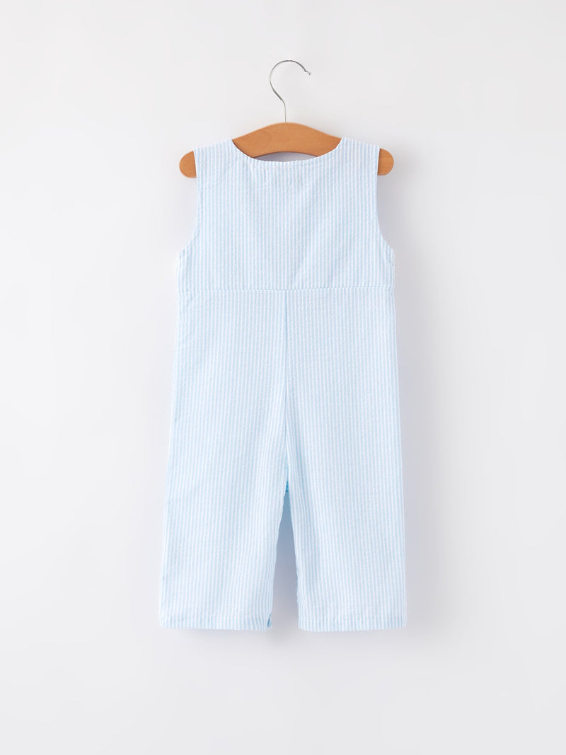 4th of july Star Embroidery Smock Boys Romper - 6