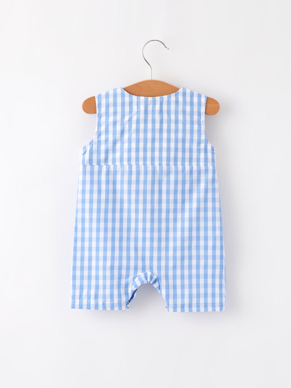 4th of July Flag Embroidery Smocked Boys Romper