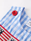 4th of July Flag Embroidery Smocked Boys Romper - 10