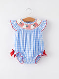 4th of july Flag Embroidery Smocking Girls Romper - 6