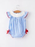 4th of july Flag Embroidery Smocking Girls Romper - 7
