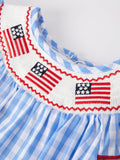 4th of july Flag Embroidery Smocking Girls Romper - 8