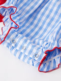 4th of july Flag Embroidery Smocking Girls Romper - 9