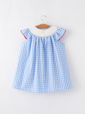 4th of july Flag Embroidery Smocking Girls Dress - 2
