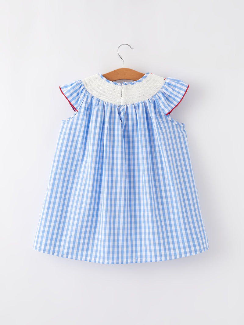 4th of july Flag Embroidery Smocking Girls Dress - 2