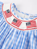 4th of july Flag Embroidery Smocking Girls Dress - 3