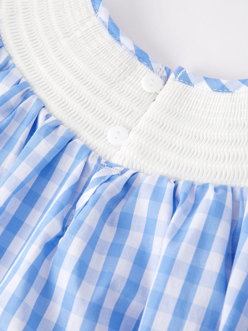 4th of july Flag Embroidery Smocking Girls Dress - 4