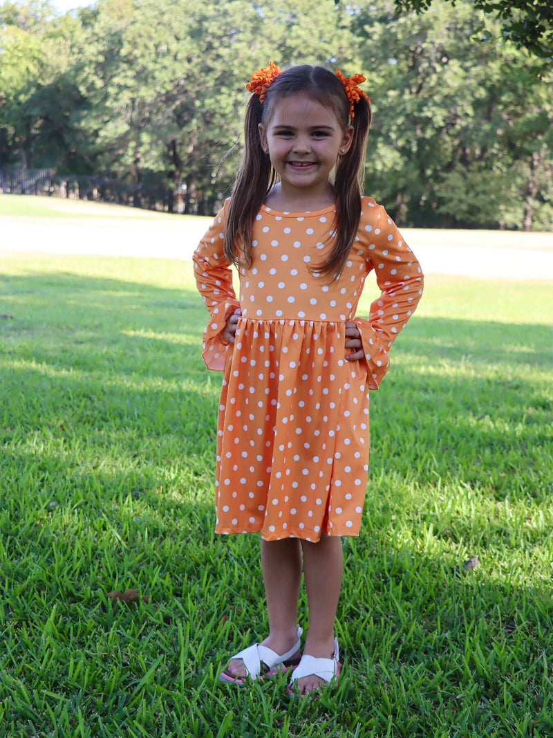 Thanksgiving Day Fall Girls Set Of 2 Pcs In One Package Pumpkin Print Dress - 3