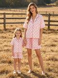 Mommy & Me Pink Bow Print Ruffle Pajama Set - 1