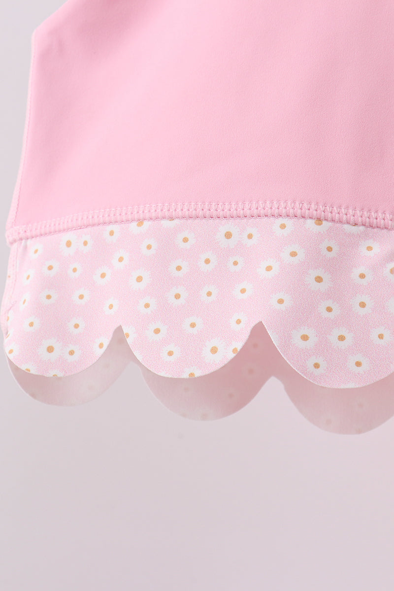 Pink scalloped active skorts set - 3