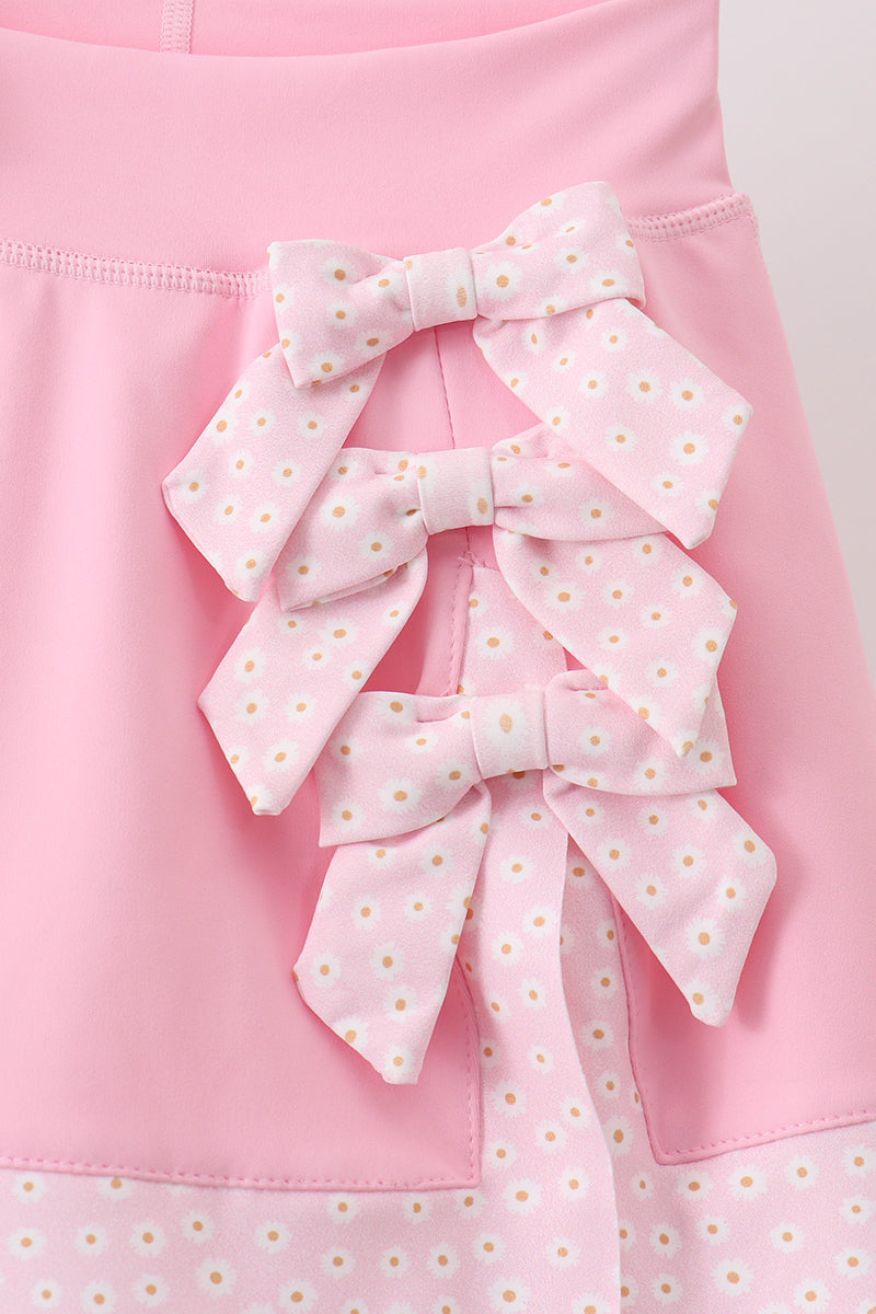 Pink scalloped active skorts set - 4