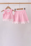 Pink scalloped active skorts set - 6