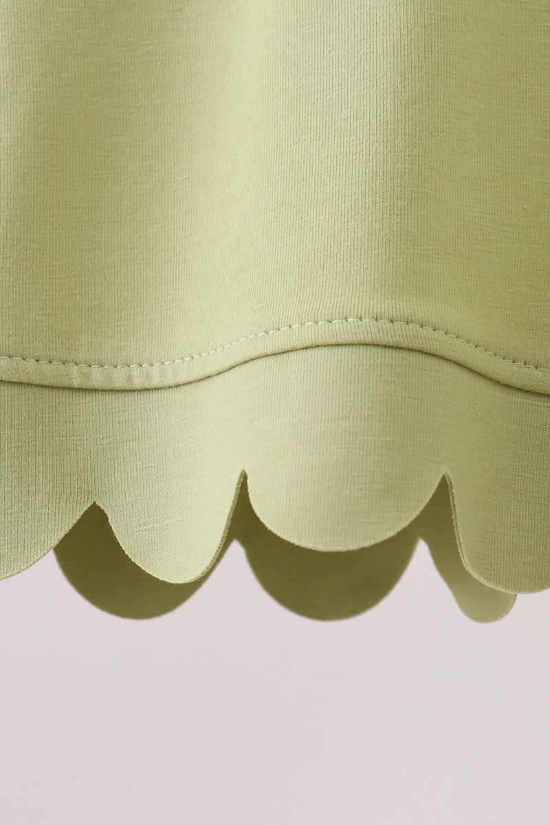 Sage scalloped zipper shorts set - 4