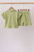Sage scalloped zipper shorts set - 5